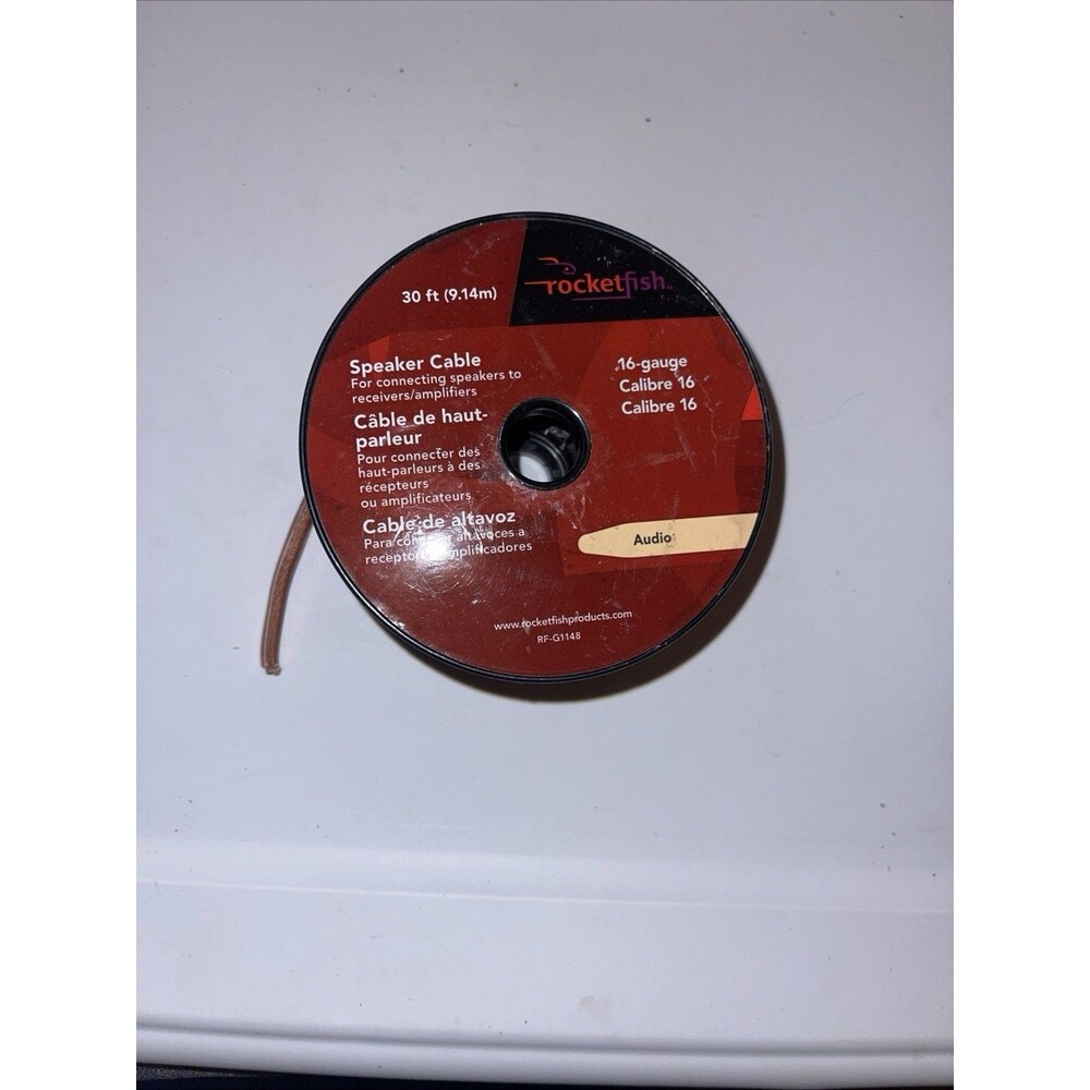 RocketFish 30'  Speaker Cable 16 Gauge RF-G1149 Pure Copper Wire Spool Used